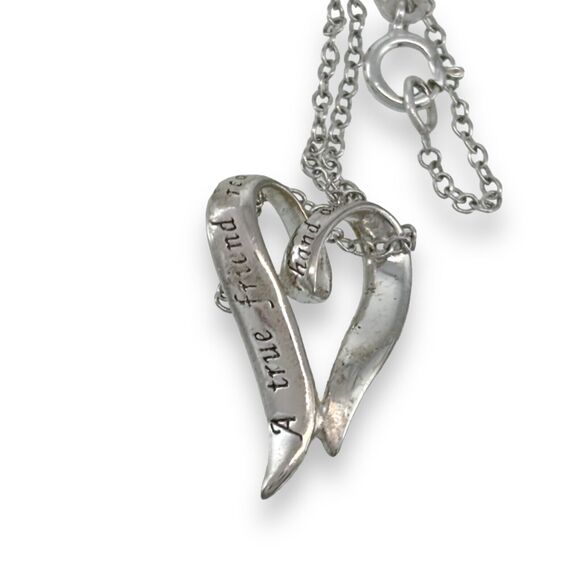 Vintage Sterling Silver 925 True Friend Quote Heart Pendant ONLY - Picture 3 of 5